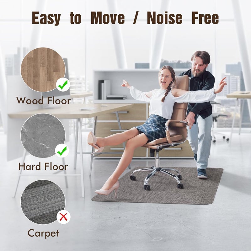 Blvornl Office Chair Mat for Hardwood Floor, 40"x 55" Desk Mat for Hard Wood, Large Anti-Slip Hard Floor Protector Rolling Chair Mat, PVC Mat Desk Rug for Office Home, Dark Grey - Image 2